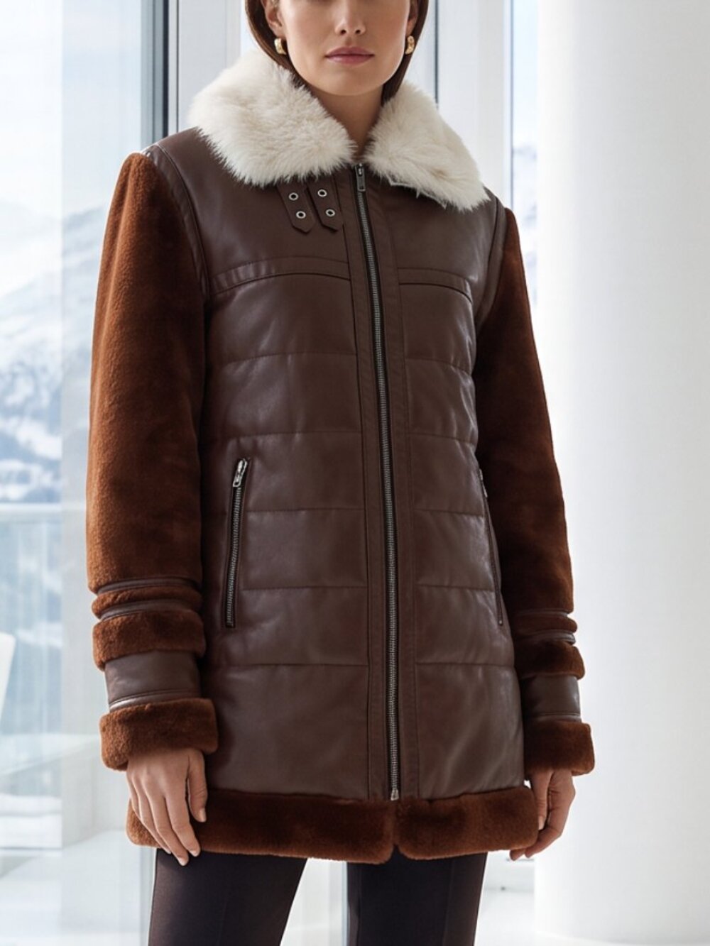 $1995 REVOLVE Samantha Sipos Alexandra Faux Shearling & Leather Coat XS